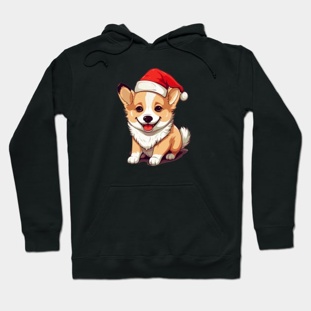 Cute Christmas Corgi Hoodie by Retroprints